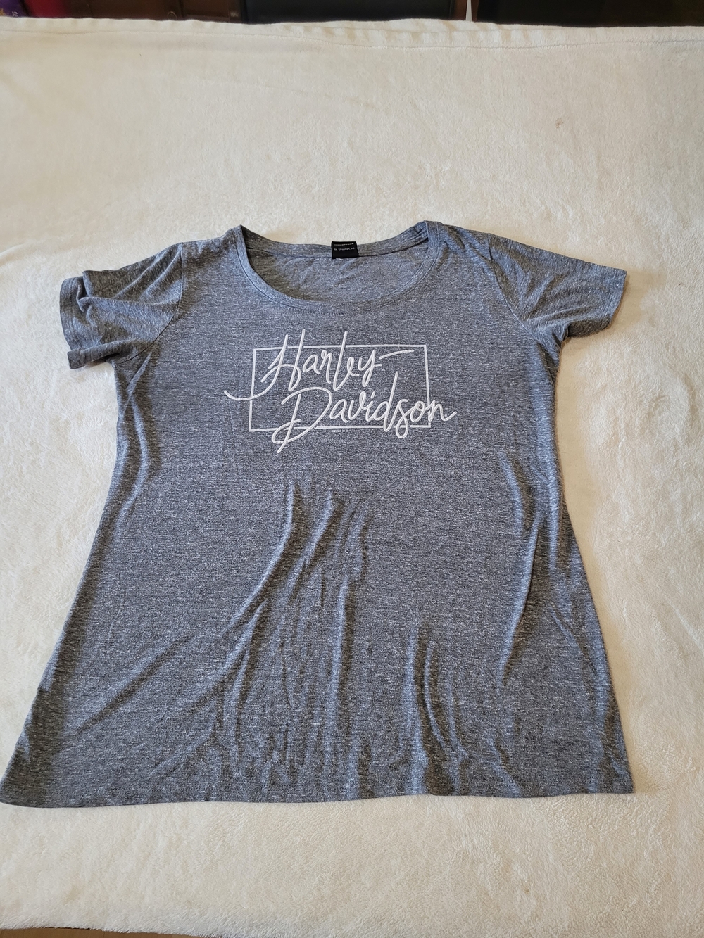 Womens Harley Davidson Gray Tshirt Miltary Osan Air Base Size Large